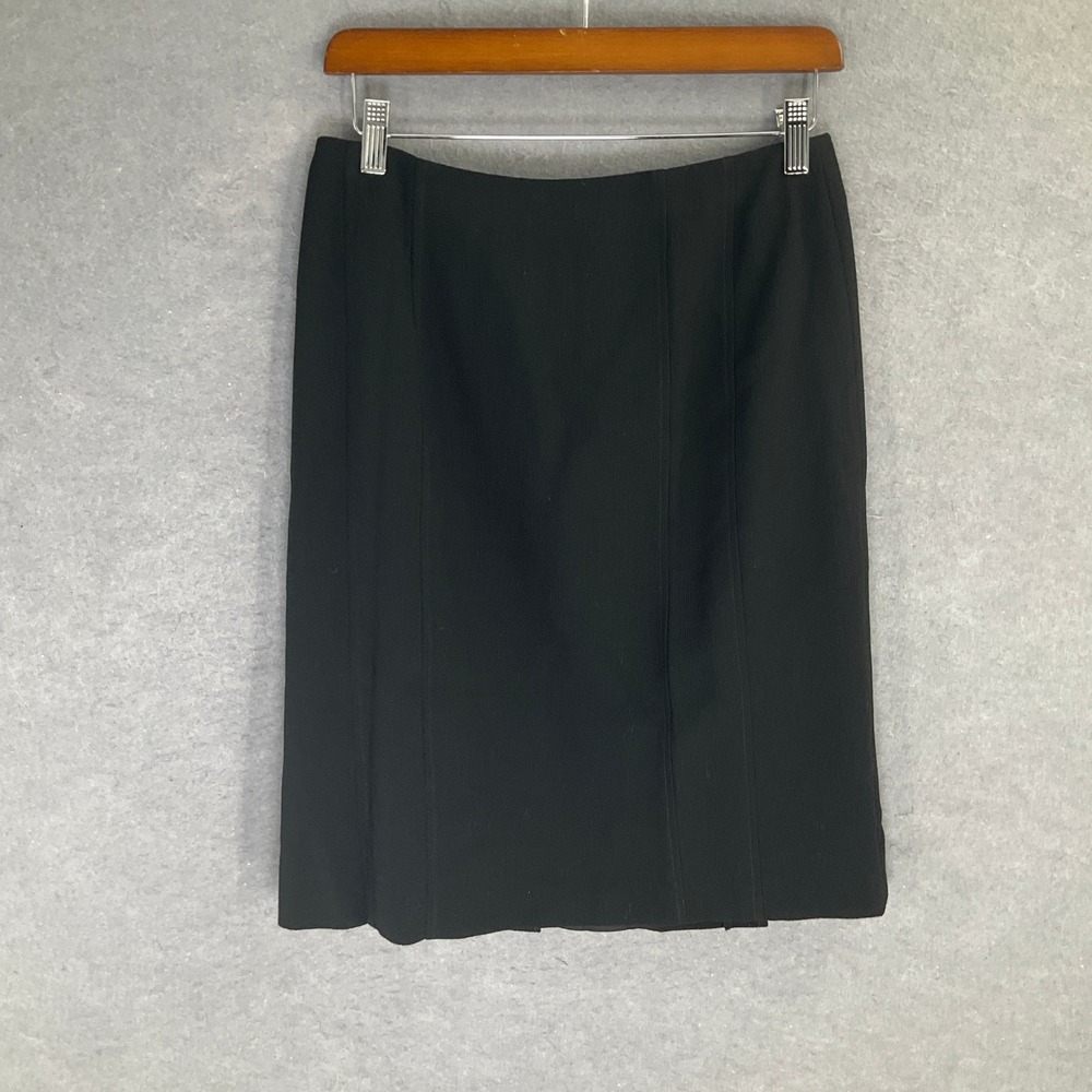 Liz Claiborne Collection Skirt Womens Sz 10 Black Wool Blend Knee Length Office